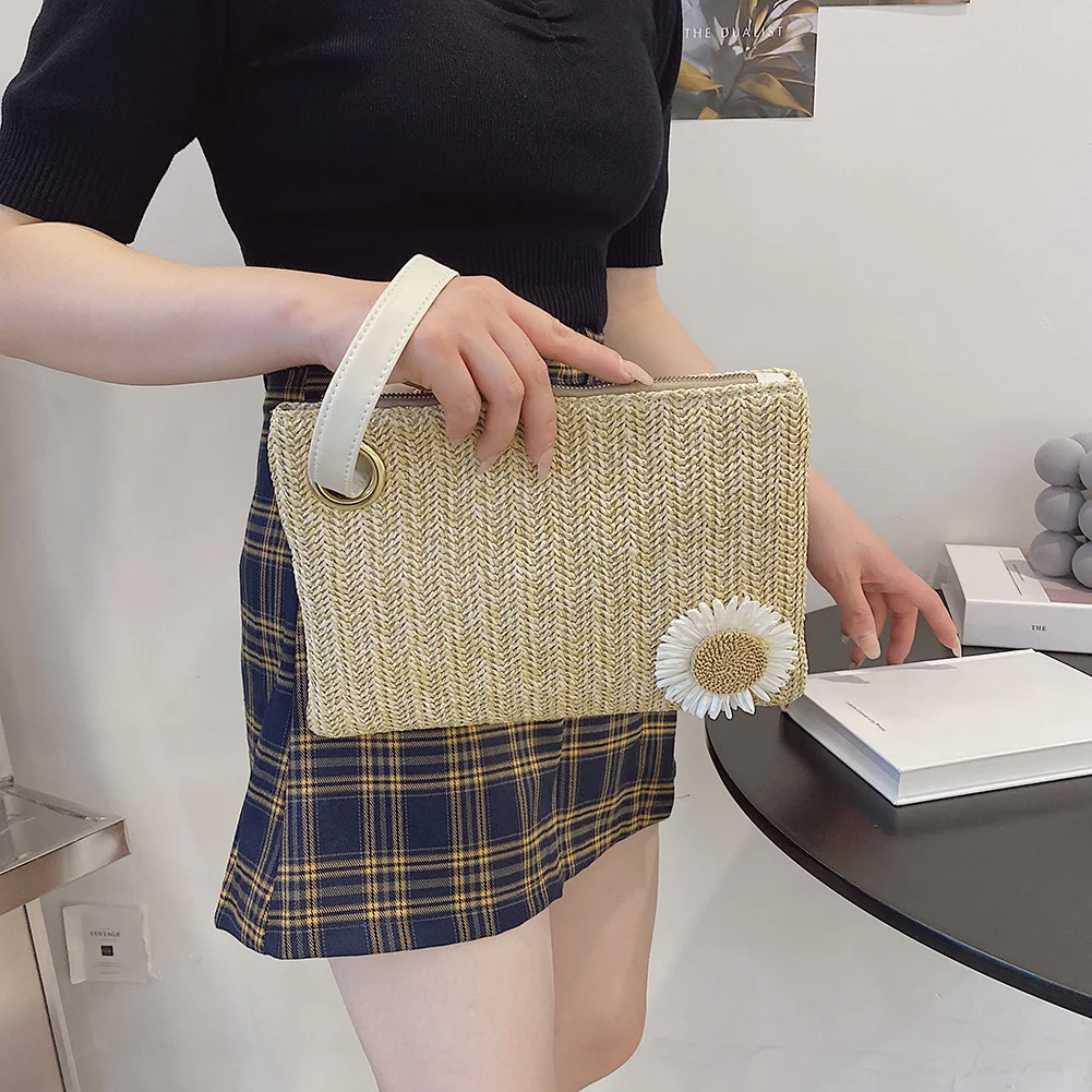 Летняя пляжная сумка женский клатч тренд 2021 сумка-шоппер тканая с ремешком на