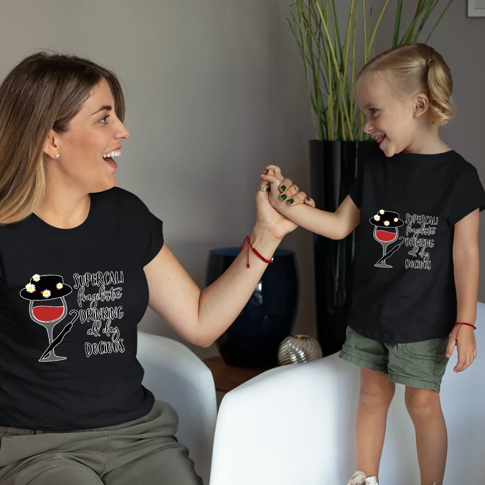 

Disney Baby Girl Boy Wine Glass Princess Series Family Matching Clothes Printing Fashion Harajuku Style Drop Ship Four Seasons