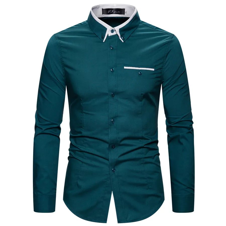 2021 New Fashion Cotton Long Sleeve Shirt Solid Slim Fit Male Social Casual Business White Black Dress Shirt 5XL