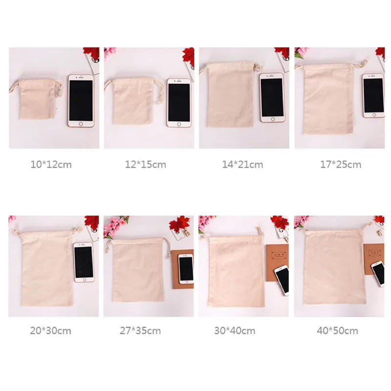 Многоразовая Хлопковая сумка для покупок на шнурке хозяйственная моющиеся мешки