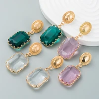 korean statement transparent crystal geometric heart gold drop wedding engagement earrings for women fashion earrings jewelry