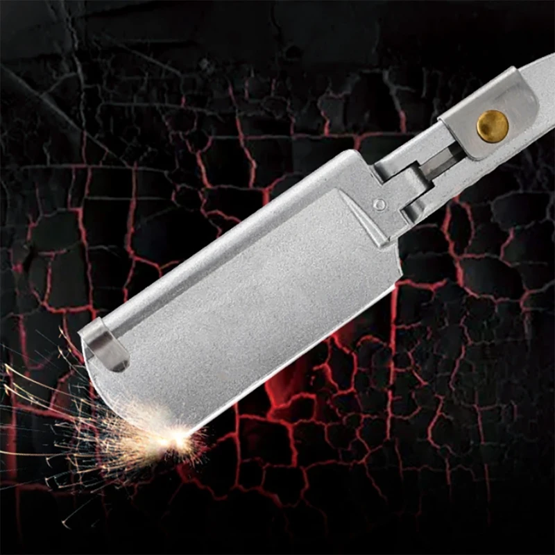 

Ebony Men Shaving Barber Tools Manual Blade Razor Shaving Head Stainless Steel Scraper Vintage Folding Knife Holder