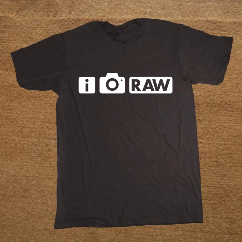 Брендовая одежда I Shoot RAW забавная футболка фотографа с камерой Мужская хлопковая