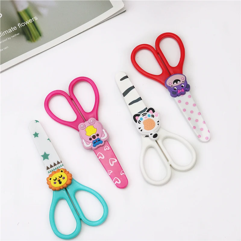 Школьные безопасные ножницы для детей милые головки животных канцелярские
