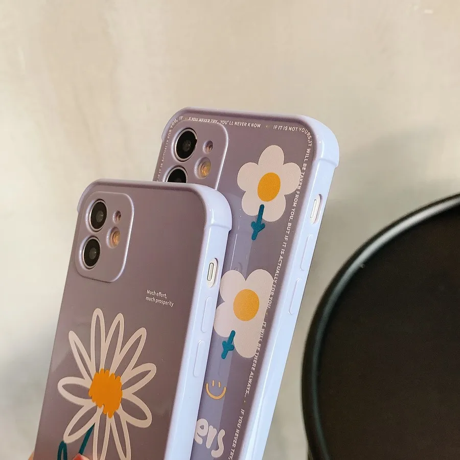 

Flower Phone Case For iPhone 12 Pro Max 11 Pro 7 8 Plus Shockproof Soft TPU Glossy Rubber Cover For iPhone X XR XS Max SE2020
