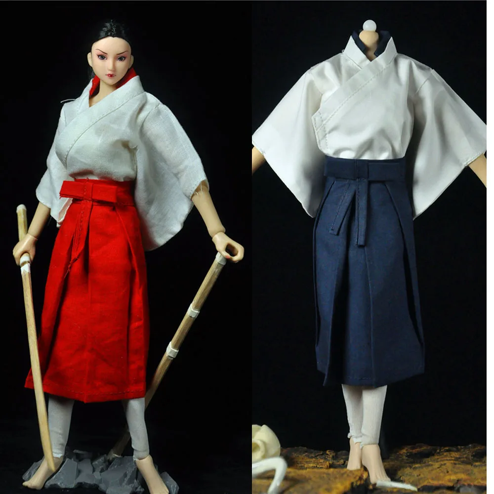 

Navy/Red Color 1/6 Scale Japanese Miko Kimono Kendo Long Skirt Clothes Set Model for 12 inches TB（PH）UD JO LD Doll Body