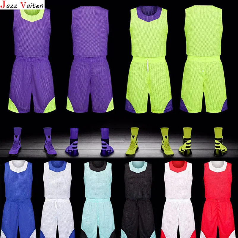 Двусторонняя одежда мужские баскетбольные трикотажные изделия в комплекте с
