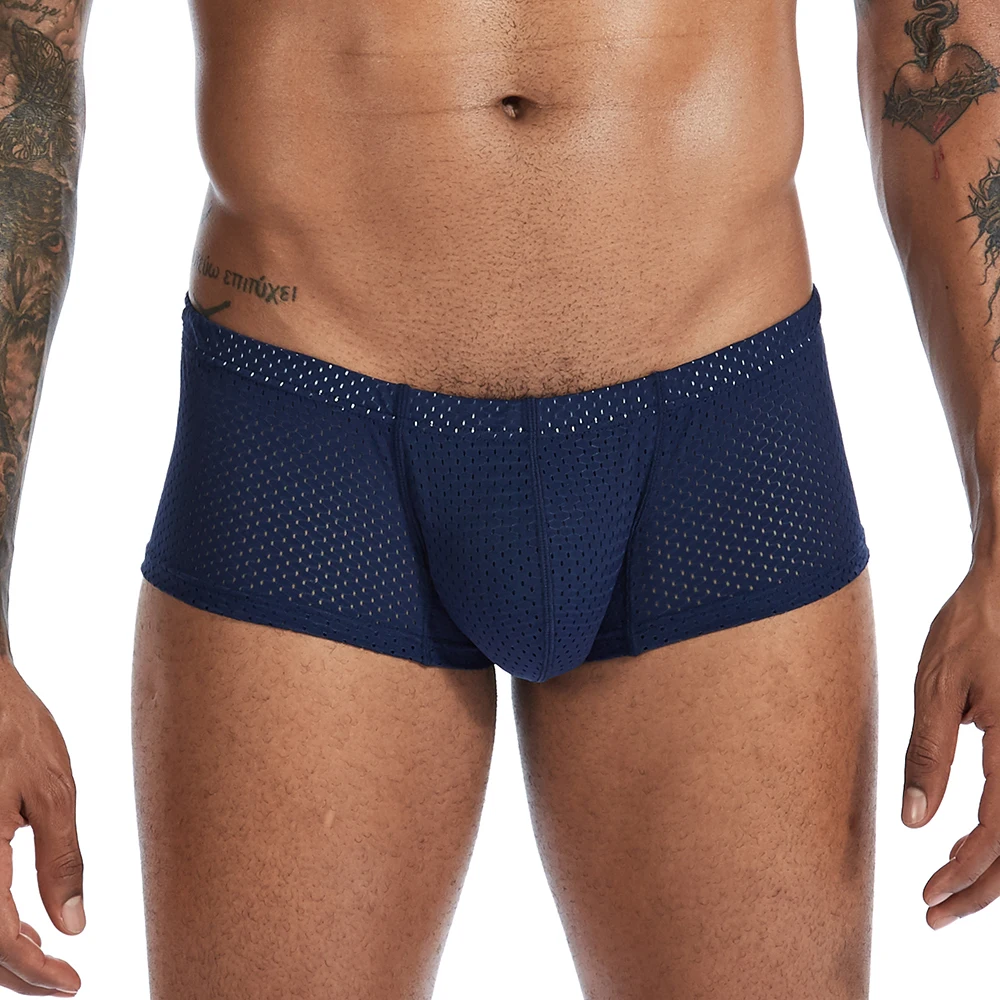 New Sexy Underwear Men Boxer Mesh U Pouch Sexy Underpants Cueca Mesh Pants Trunks Boxer shorts Gay Male Panties
