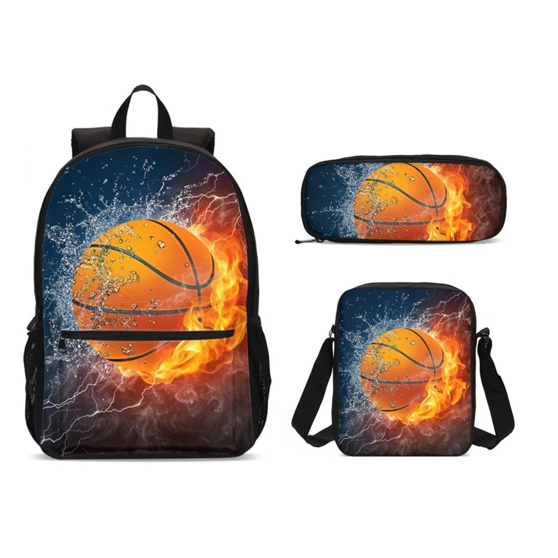 HOT 2020 School Bag Set 3pcs Kids Backpack Basketball Mochila Escolar Infantil Children Shoulder Book Bags Teenager Boys | Багаж и сумки