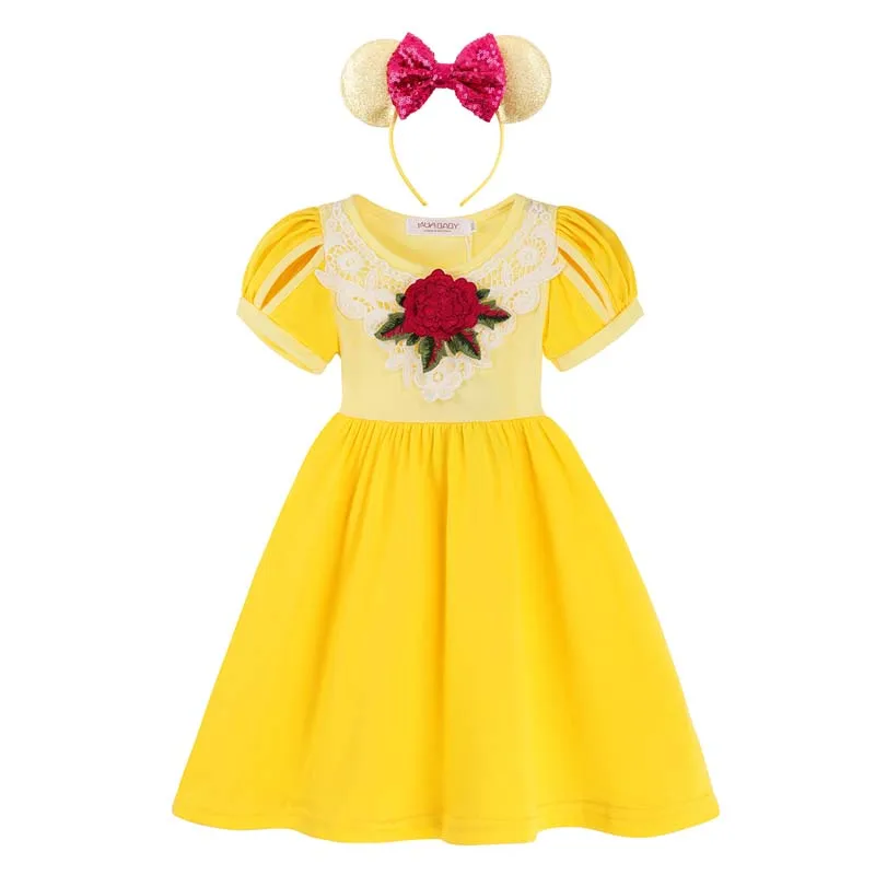 Disney Mickey Dress for Girls New Fancy Princess Rapunzel Cosplay Clothing Kids Party Cinderella Aurora Belle Dress up Costume