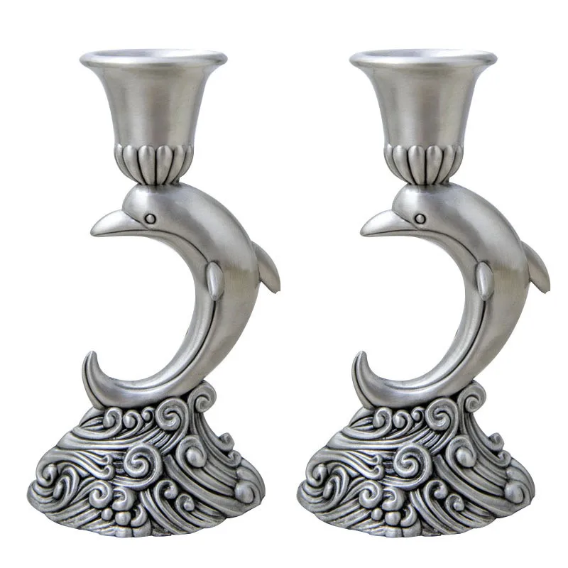

2 Pcs Animal Candle Holders Dolphin Candlesticks Holder for Formal Events Dinning Wedding or Church