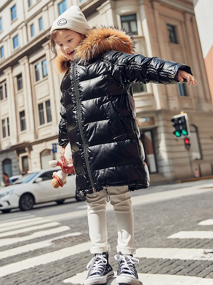 Пуховик на утином пуху HSSCZL для девочек новинка 2019 Брендовое зимнее утепленное