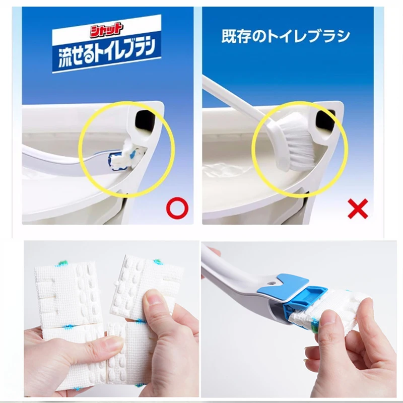 С моющим средством одноразовая щётка для туалета в японском стиле без мертвых