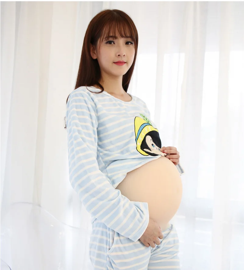 3400g 8~10 Month Twins Top Quality Seamless Silicone Artificial Belly Fake Tummy Belly for Pregnancy Test 2 Colors Belly Fat