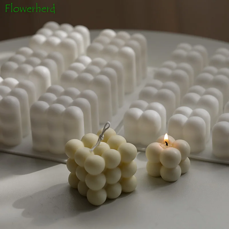 DIY Candle Making Molds Aromatherapy Candle Silicone Mold Big and Small Ball Cube Mold Soap Form Fondant Tools Resin Molds