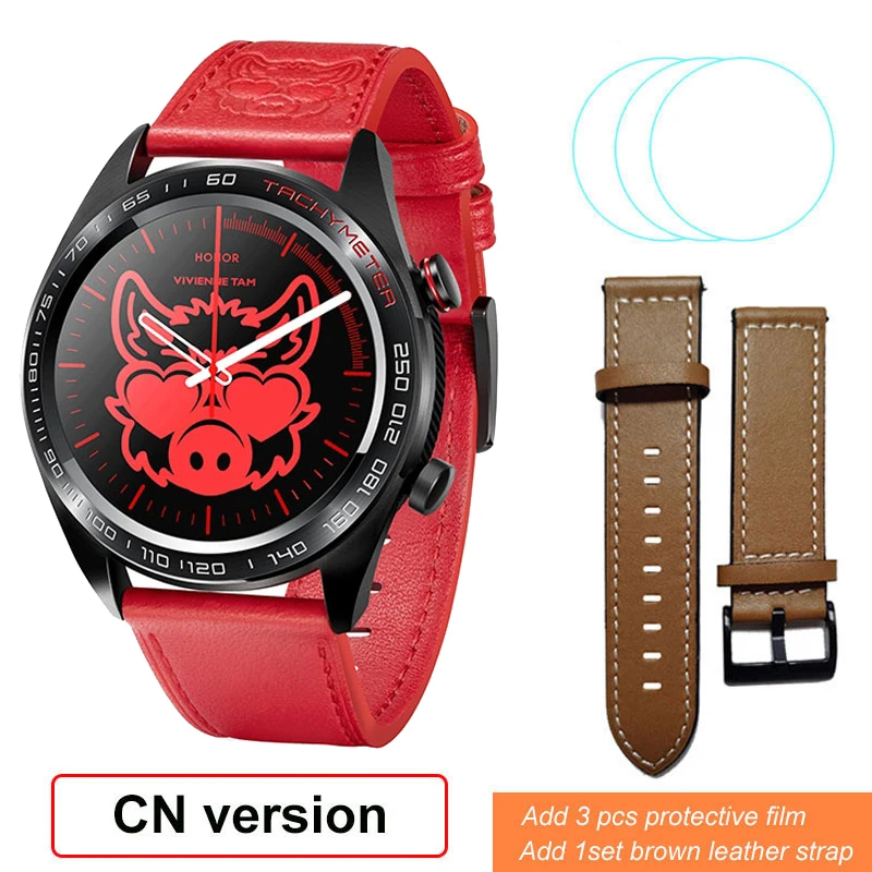 RedaddBrownStraped Honor Watch Magic Смарт-часы мониторинг сердечного ритма сна давление водонепроницаемые носимые устройства шагомер - Цвет: RedaddBrownStraped