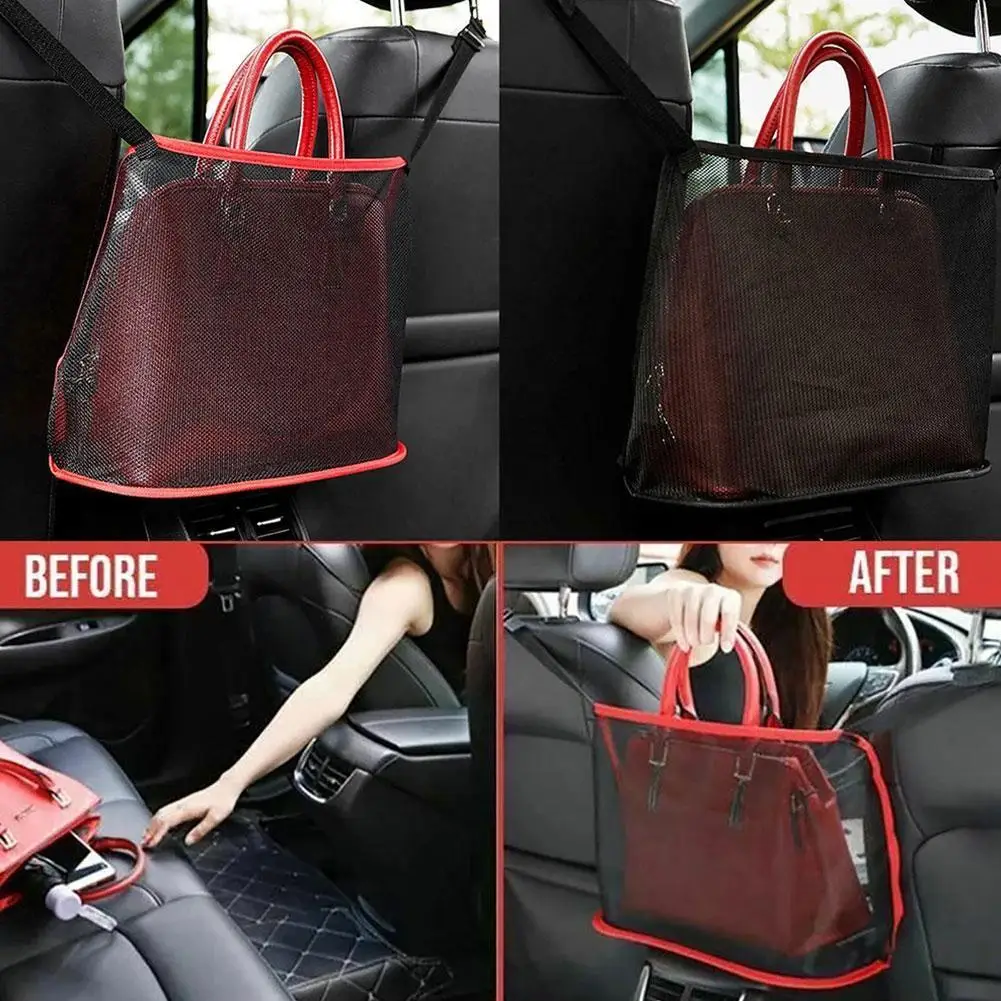 

Car Seat Back Middle Storage Bag Interior Auto Polyester Hanging Box Accessori Travel Pocket Net Mesh Universal Organizer B I0K1