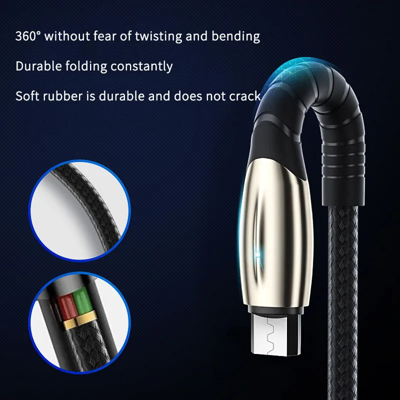 

5A Fast Charger LED USB C Cable,1M Micro USB/Quick Charge USB Type c For iPhone/Android Phone/Xiaomi