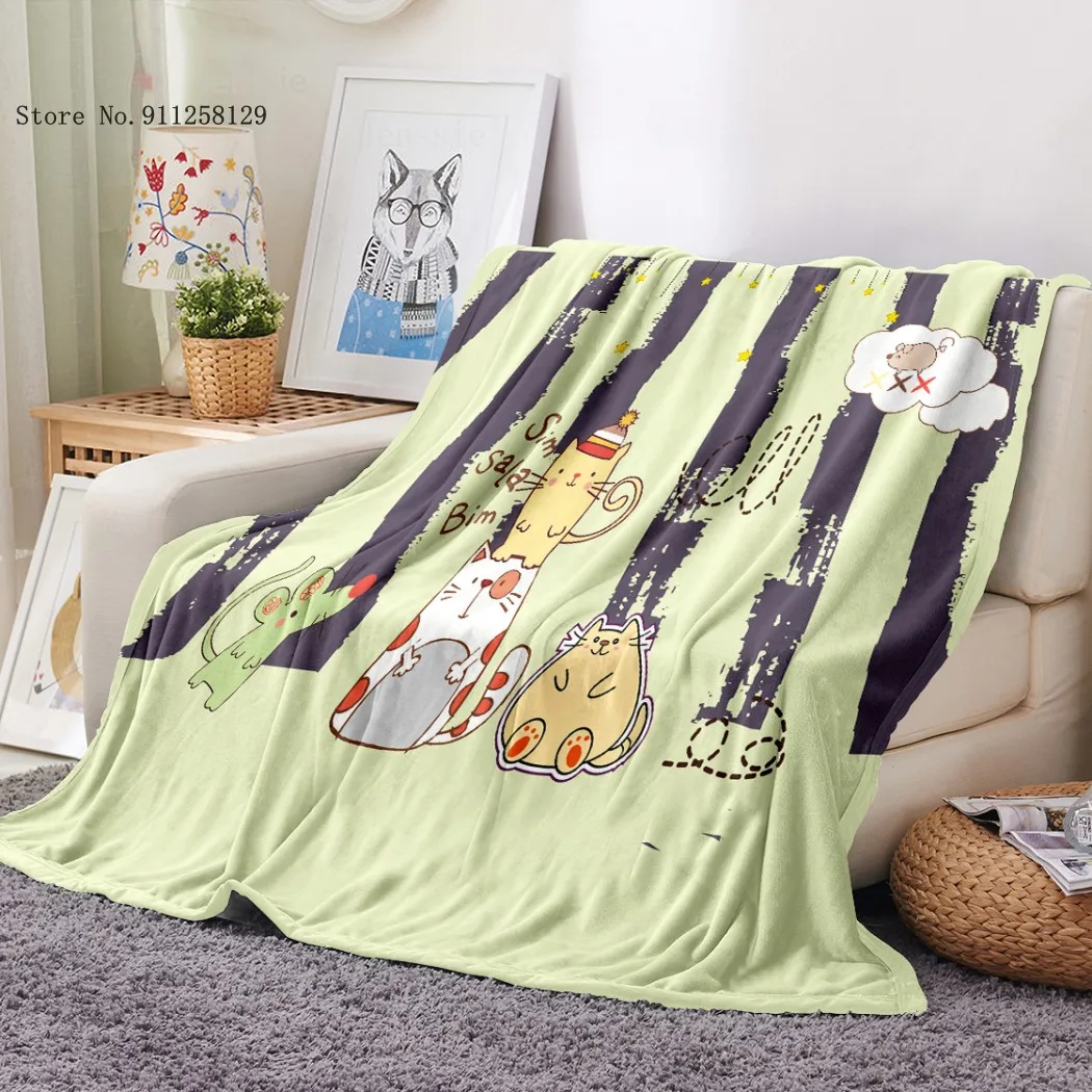 

Lovely Kawaii Cats Flannel Blanket 3D Print Animals Cartoon Fleece Blanket Nap Office Throw Blanket Home Textile Blanket Decor