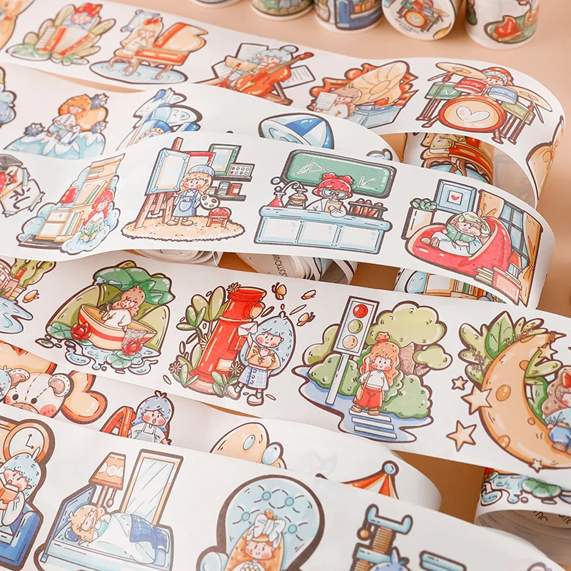 

Cartoon Girl Daily life Washi Tape Cute DIY Decoration Sticker Scrapbooking Diary Adhesive Masking Tape stationery school supply