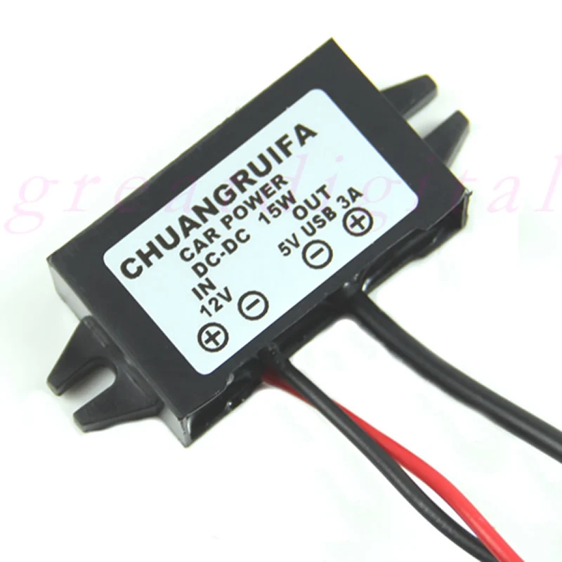 1 шт. 12 в пост. Тока 5 3 А 15 Вт Водонепроницаемый конвертер постоянного тока Mini USB