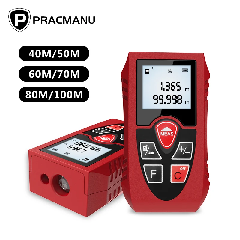Лазерный дальномер PRACMANU цифровой измеритель расстояния 40 м 60 80 100 с питанием от