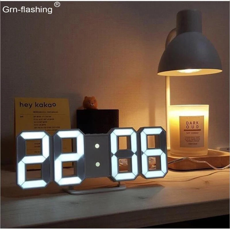 

3D LED Digital Wall Clock Intelligent Voice and Light Control Alarm Clock Multifunctional Bedside ClockDecor Living Room Bedroom