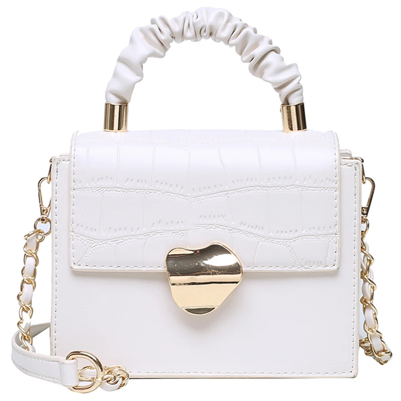 

Folding Handle Stone White Crossbody Bags For Women 2021 Small Handbag Mini Bag PU Leather Hand Bag Ladies Designer Bags Bolsos