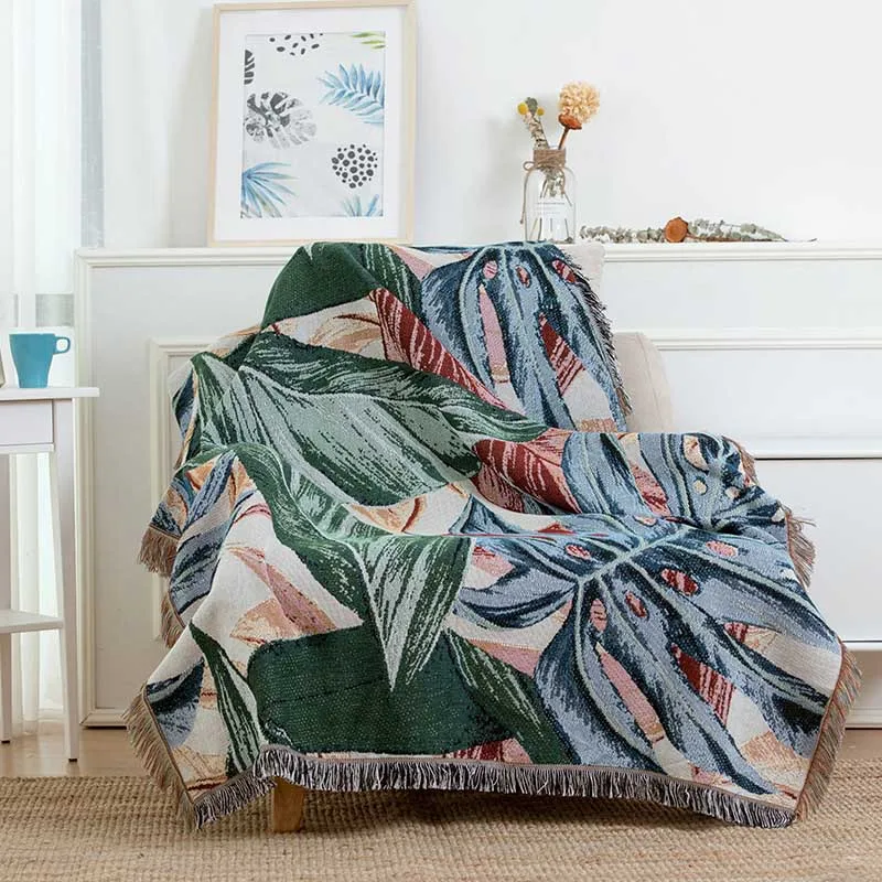 Вязаное домашнее трикотажное покрывало для кровати плед новорожденных