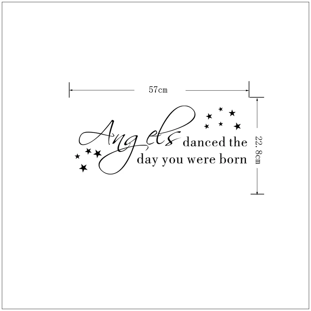 

English Phrases Wall Stickers Angel Dancing The Day You Were Born Living Room Bedroom Home Decoration Stickers PVC