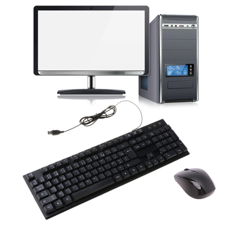 

USB Wired Silent Keyboard Waterproof Office 104 Keys Keyboard for Desktop