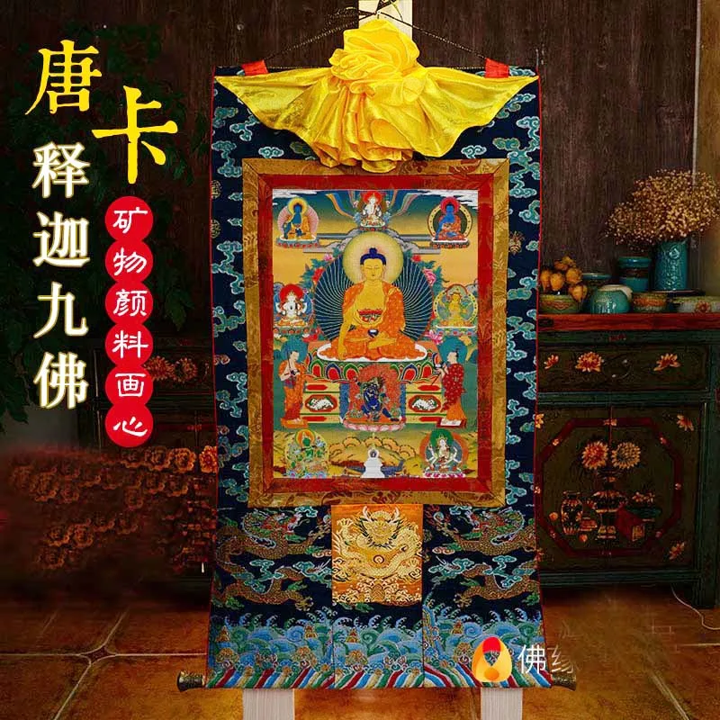 Koop Hoogwaardige Boeddhisme Thangka Thuis Altaar Muur Decor Art Silk Sakyamuni Boeddha Thang-Ga Schilderen Groothandel Boeddhistische Supply Grote