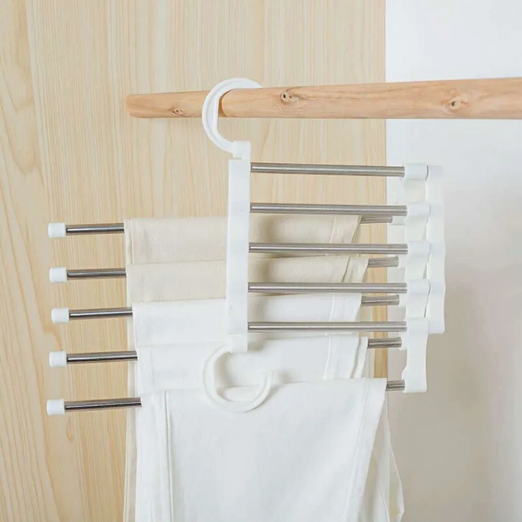 

2pcs Multi Functionῷῷ Metal Magic Clothes Closet Hangers Space Saver Organization 6 Hole Clothes Organizer Drying Rack