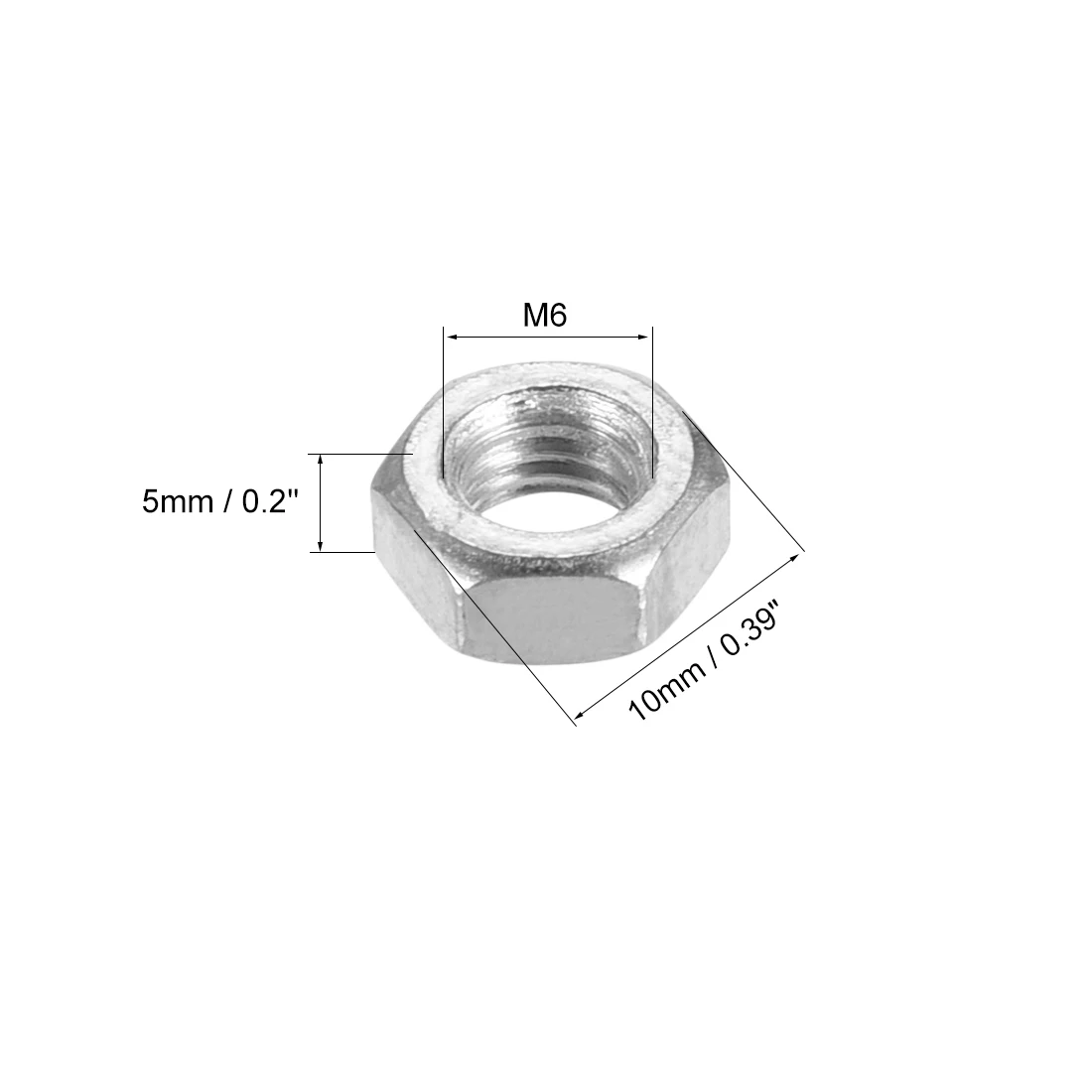 

uxcell Metric Carbon Steel Hexagon Hex Nut Silver Tone 100pcs M6 Silver