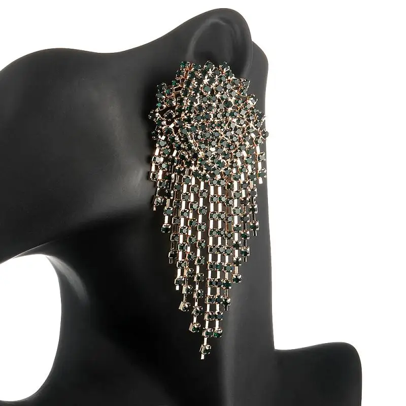 Стразы длинные серьги для женщин массивные Роскошные хрустальные висячие