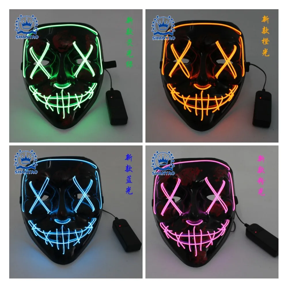 Клоун для косплея светящаяся маска Костюм на Хэллоуин реквизит светодиодный