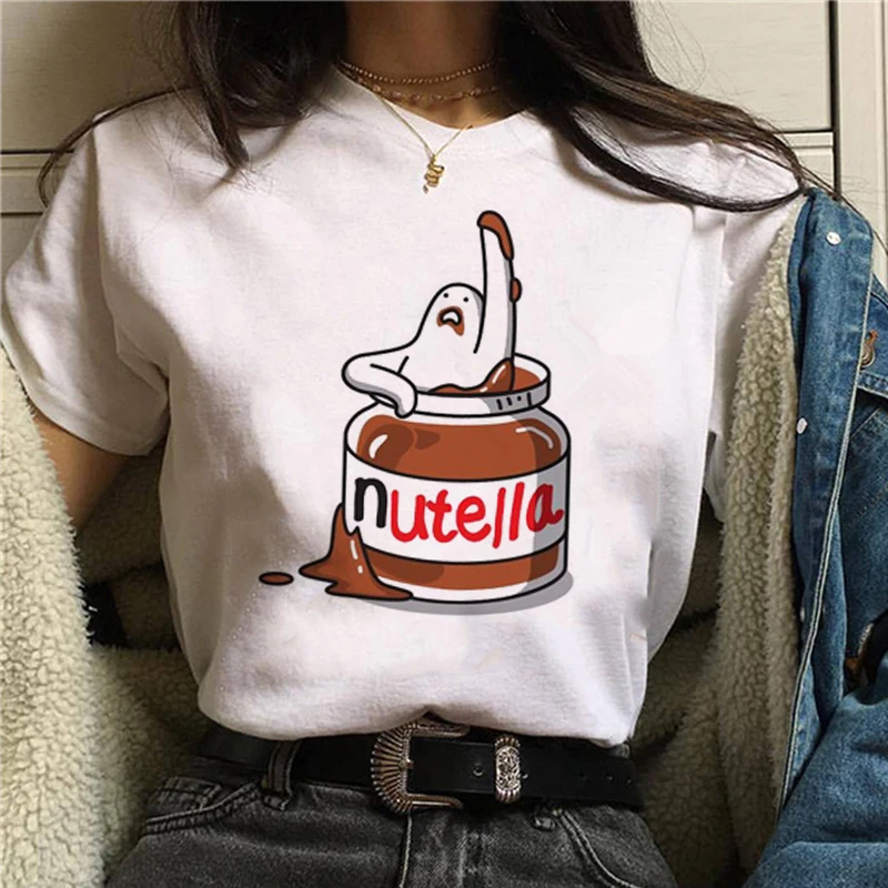 Nutella Kawaii футболка с принтом для женщин 90s Harajuku Ullzang модная Графический милый