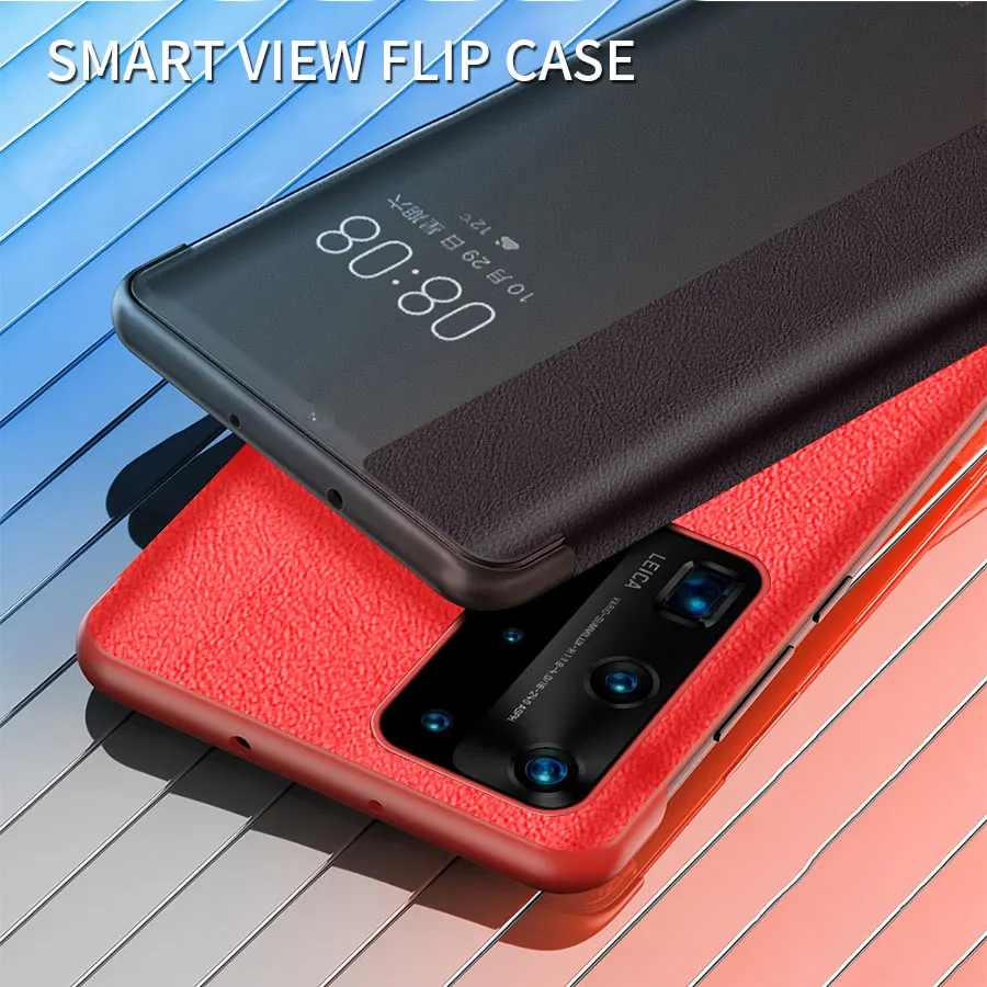 Чехол-книжка Smart View для Huawei P40/P30/P20 Pro/Lite Mate 30/20/10 Pro 20X P Plus Nova 3/3i Honor 20 Lite 8X 10 10i кожаный |