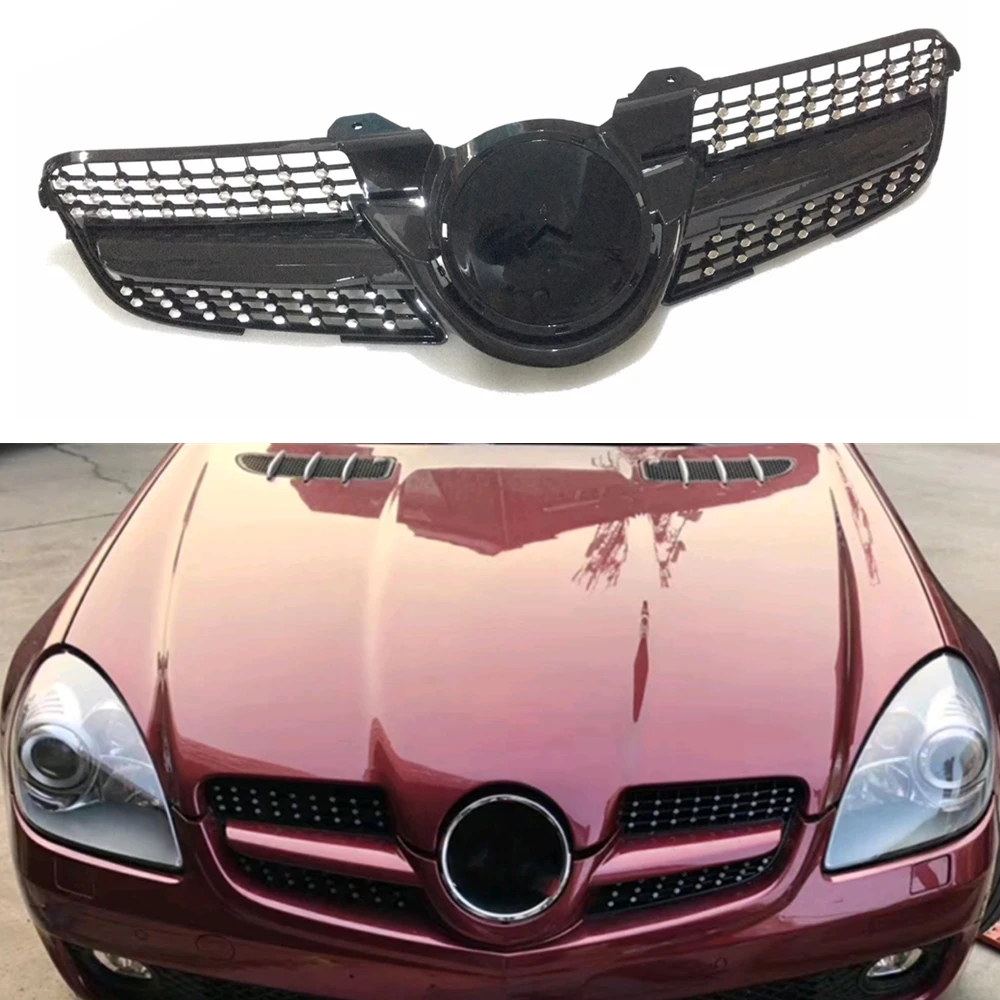 Передняя решетка для Mercedes Benz R171 SLK-Class 2008-2010 Черный Алмазный вид SLK200 300 350 SLK55