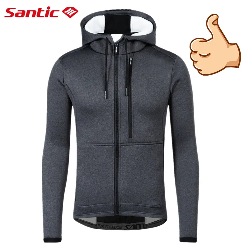 Мужская теплая велосипедная куртка Santic зимняя ветрозащитная флисовая кофта с