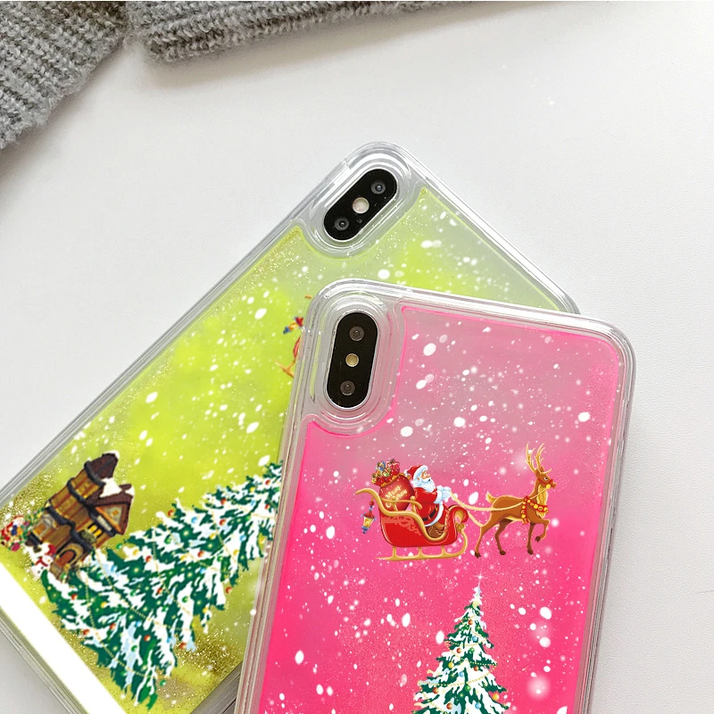Christmas Luminous Phone Case for IPhone 11 Pro XS Max X Fashion Quicksand Cover Iphone 7 8 6 S 6S Plus 7Plus 5 5S | - Фото №1