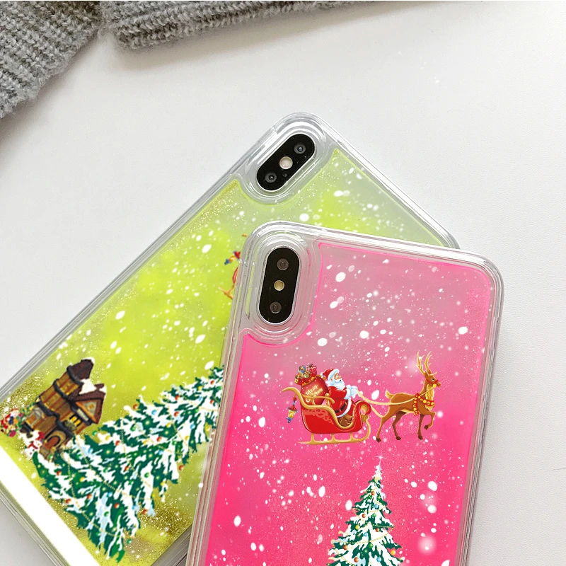 Christmas Luminous Phone Case for IPhone 11 Pro XS Max X Fashion Quicksand Cover Iphone 7 8 6 S 6S Plus 7Plus 5 5S |