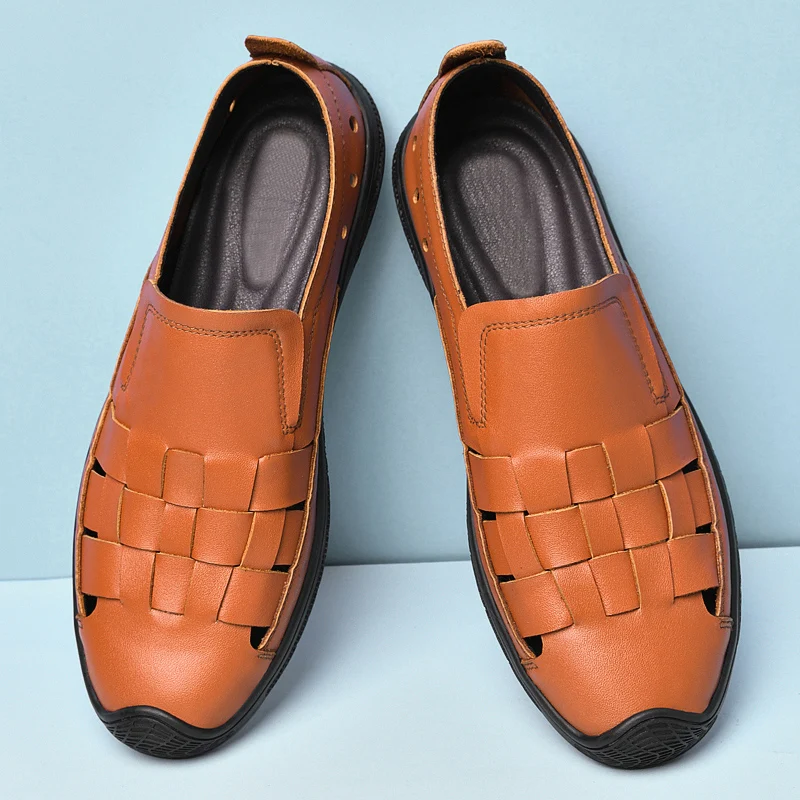 Сандалии мужские из натуральной кожи роскошные брендовые Мокасины деловые