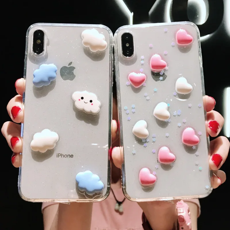 Cloud accessories mobile phone case for iPhone X XS XR XSMax 8 7 6 6S PluS transparent epoxy anti-fall protection back cover |