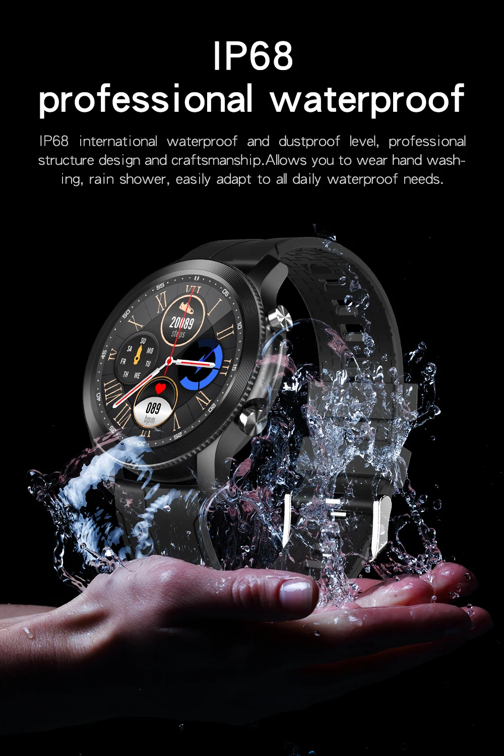 

A10 Smartwatch 2020 GPS Smart Watch Men Full Touch Screen IP68 Waterproof Heart Rate Blood Pressure smartwatch PK L13 L16