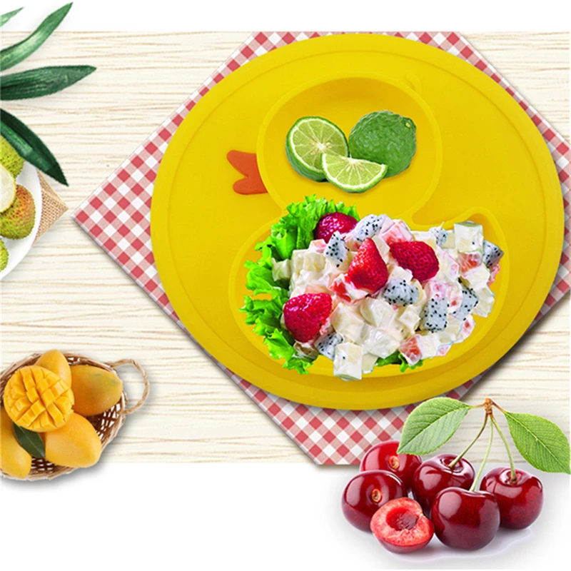 

Baby Duck Dishes Silicone Plate Suction Tray Antislip Mini Mat Toddler Placemat Kids Food Feeding Bowl