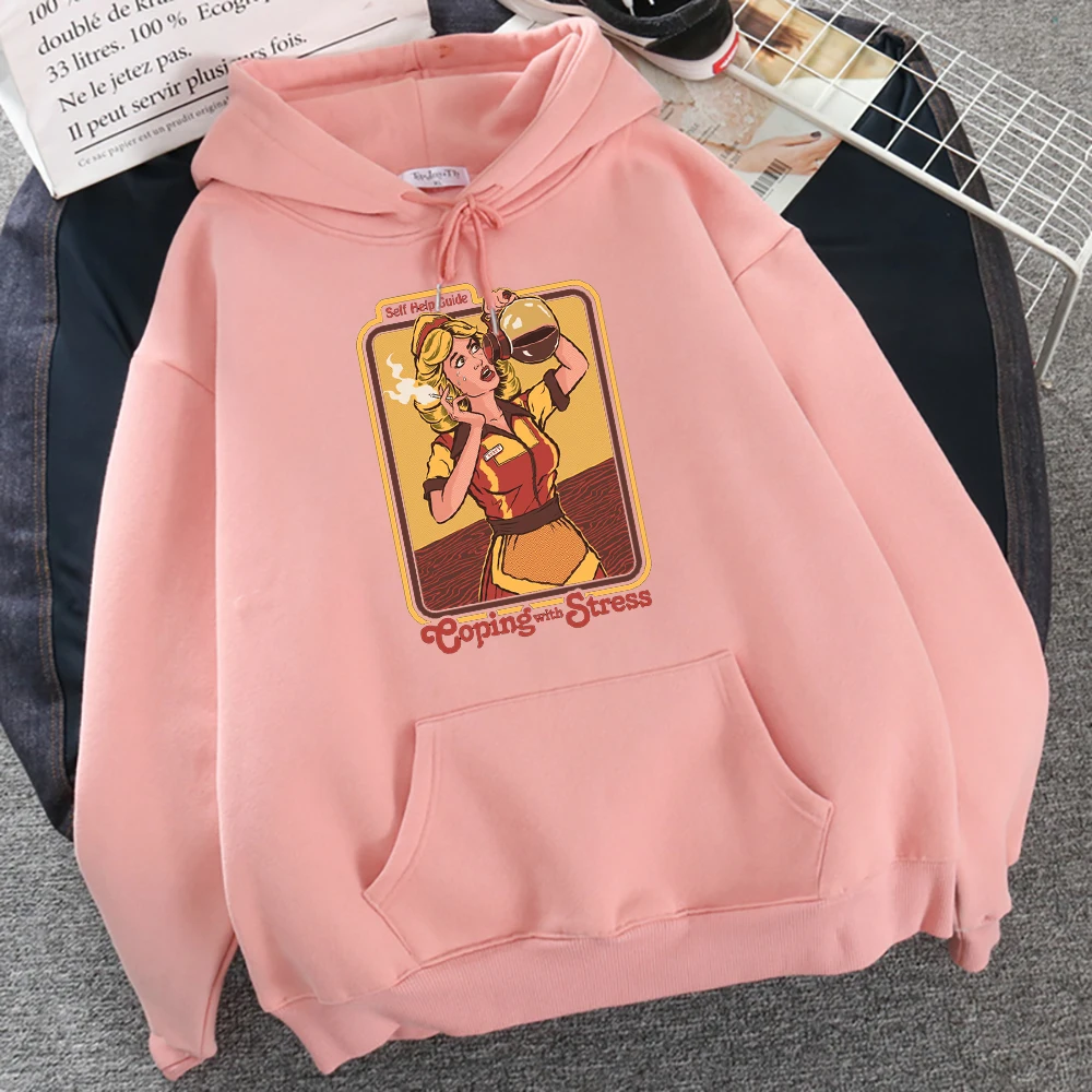 

COPING WITH STRESS Horror Comics Hoodie Female Harajuku Oversize Hoody Fashion Comfortable Sweatshirt vintage Soft Women Clothes