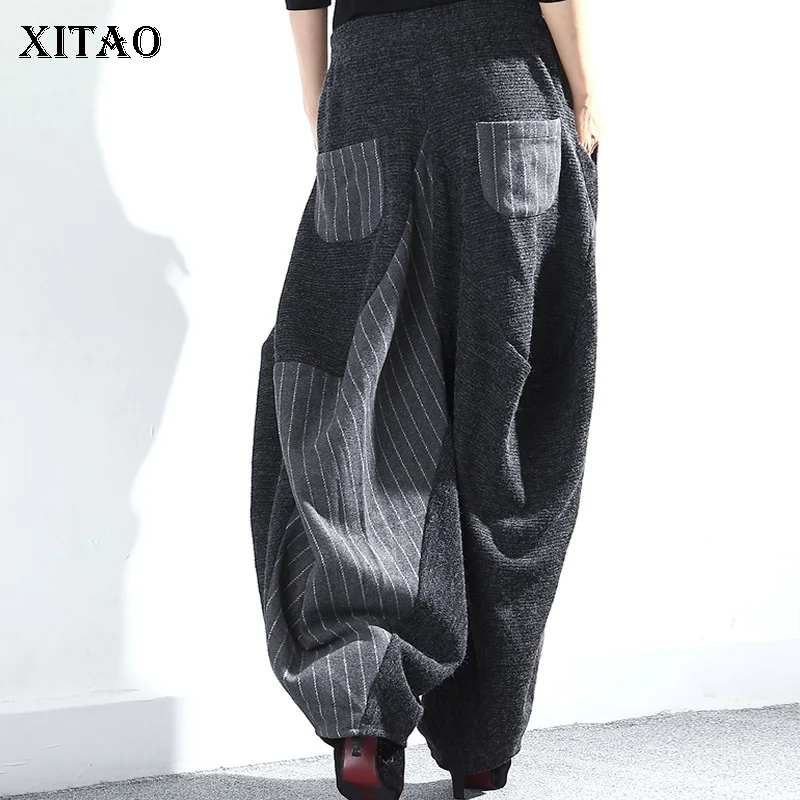Женские Плиссированные шаровары [XITAO] повседневные свободные брюки до щиколотки