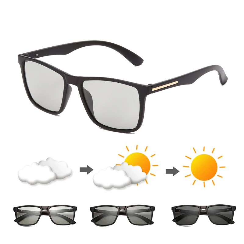 

Солнцезащитные очки поляризационные для мужчин и женщин, фотохромные солнечные аксессуары в квадратной оправе, с поляризацией, от солнца