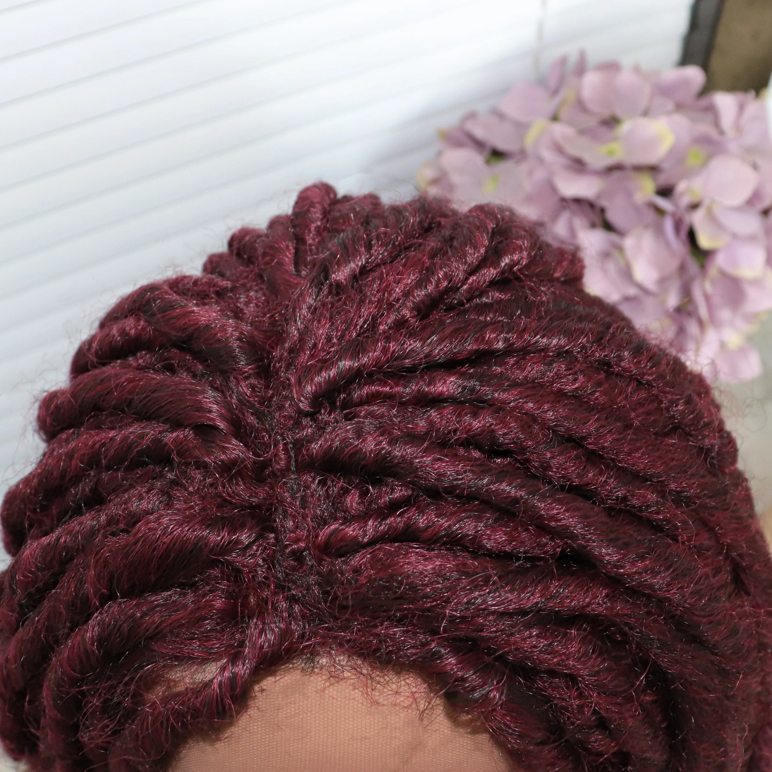 

NYFRETYA Braided Free Part Synthetic Wine Red Hair Wig High Temperature Fiber New Style Fashion For Women